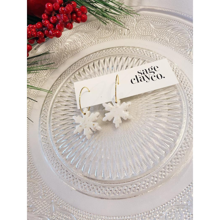 SageClayCo. 雪花圈環耳環 | 加拿大製造 (北美首飾)