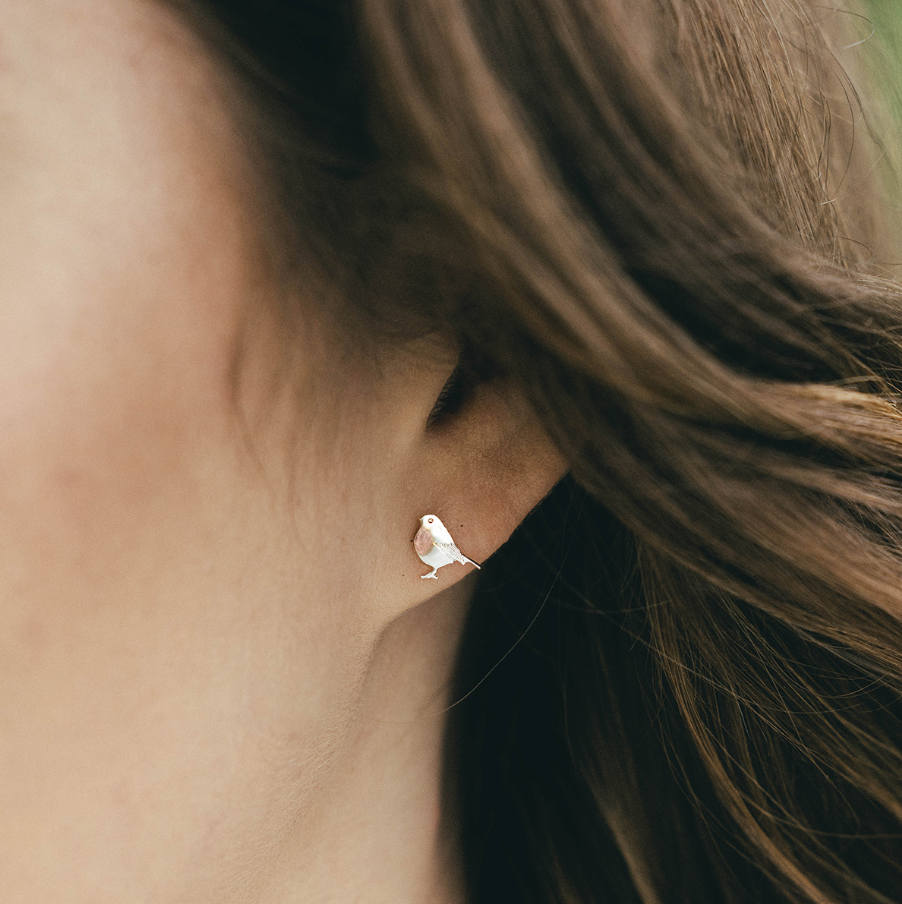 Amanda Coleman Jewellery - (秋日主題) 925純銀製知更鳥耳釘 | 英國製造 (歐洲首飾)