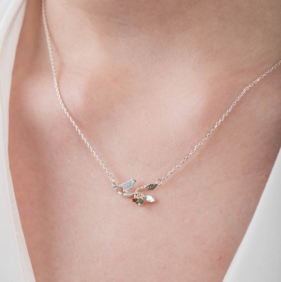 Amanda Coleman Jewellery - 925 純銀樹枝上的小鳥頸鏈 | 英國製造 (歐洲首飾)
