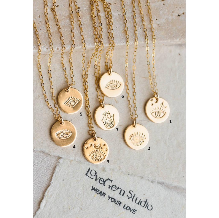 LoveGem Studio 14K包金邪惡之眼圖案吊墜頸鏈|美國製造 (北美首飾)