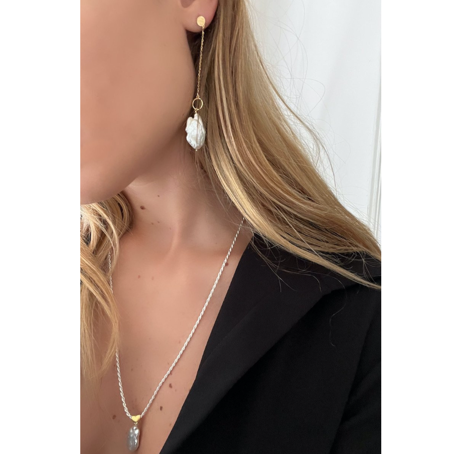 Matter of Charm 巴洛克珍珠925純銀鍍金耳環 | 西班牙製造 (歐洲首飾)