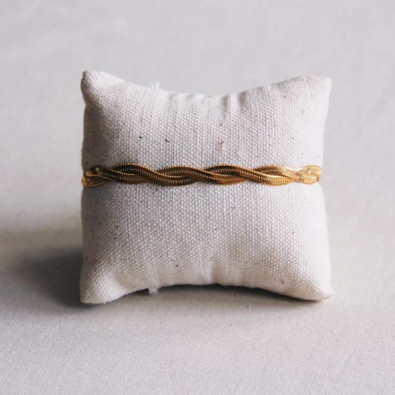 Bazou 金色不銹鋼編織蛇紋手鏈 | 荷蘭製造 (歐洲首飾)