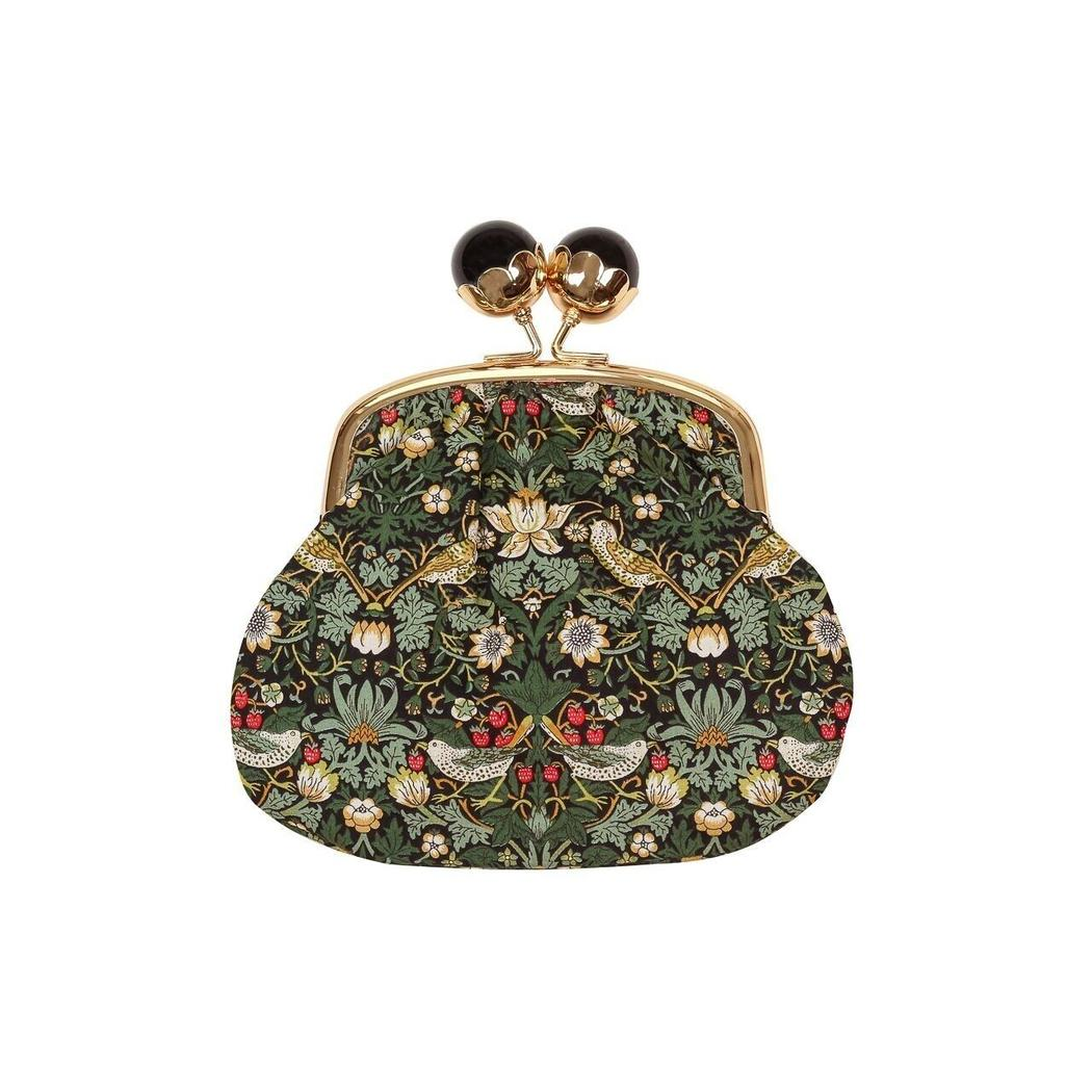 Lili's Loft Liberty布料鳥與森林圖案綠色銀包 | 德國製造