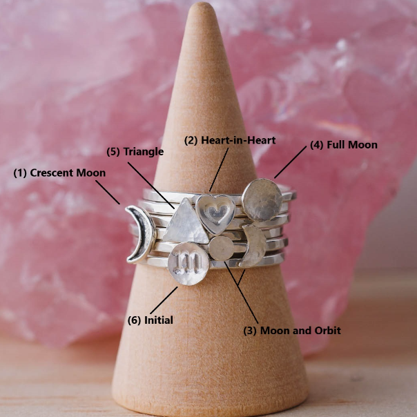 LoveGem Studio 手工鍛造純銀月亮與軌道戒指 | 星空主題飾品 ✨🌙 | 美國製造 (北美首飾)