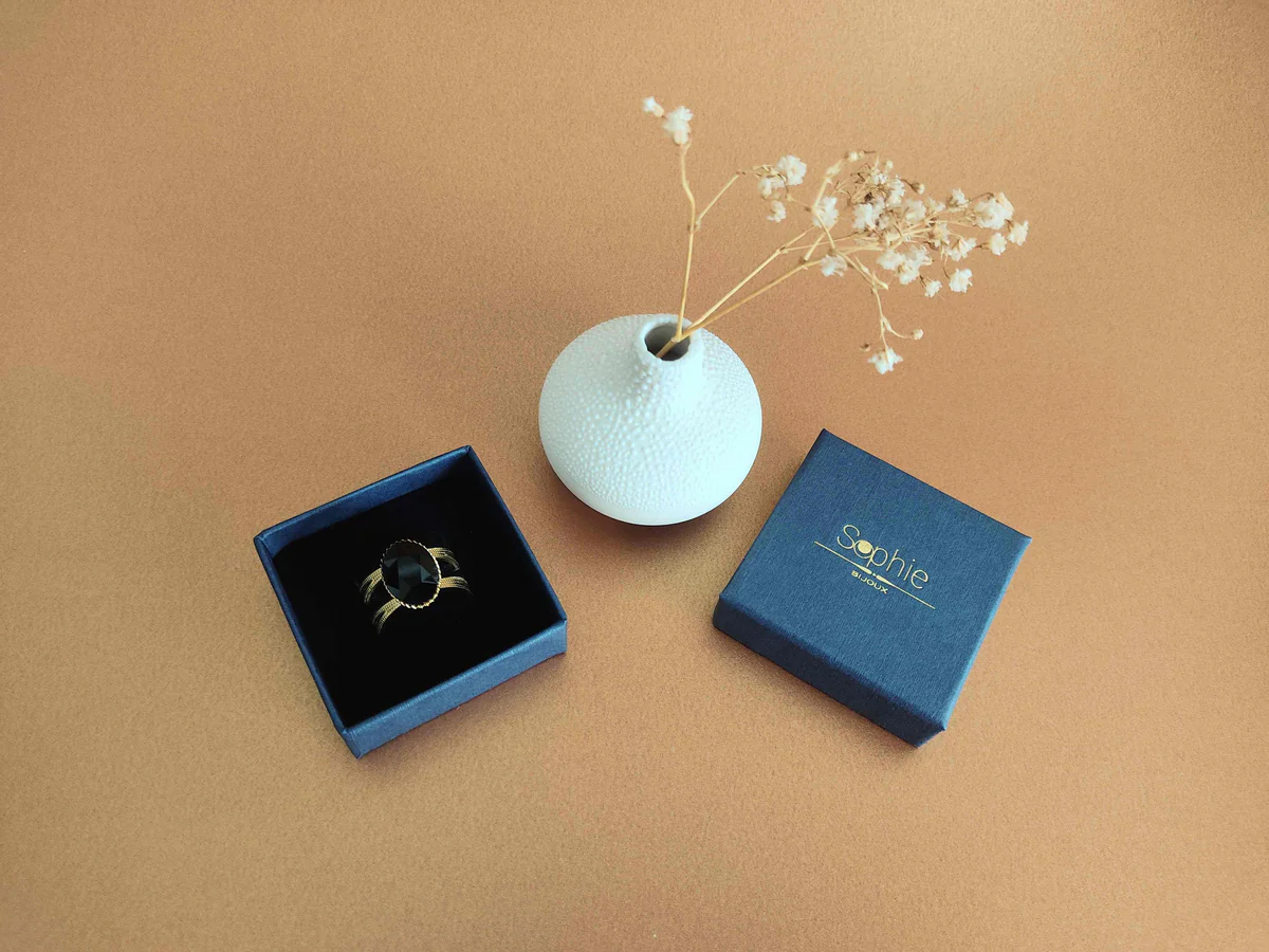 SOPHIE BIJOUX 可調式刻面黑水晶戒指 | 法國製造 (歐洲首飾)