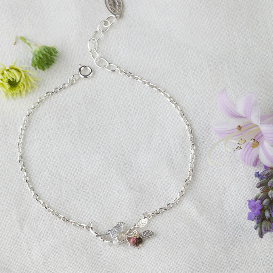 Amanda Coleman Jewellery - 925純銀樹枝上的小鳥手鏈 | 英國製造 (歐洲首飾)