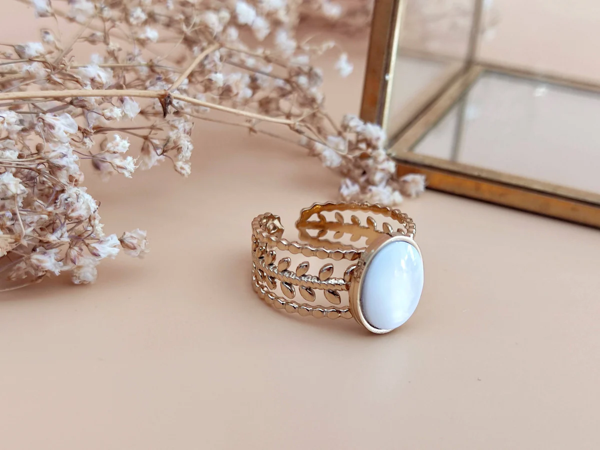 SOPHIE BIJOUX 可調式浪漫白色珍珠母貝戒指 | 法國製造 (歐洲首飾)