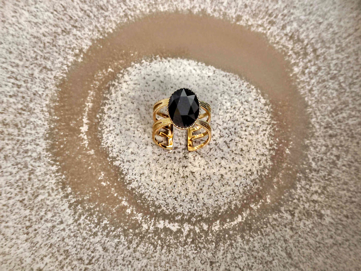 SOPHIE BIJOUX 可調式刻面黑水晶戒指 | 法國製造 (歐洲首飾)