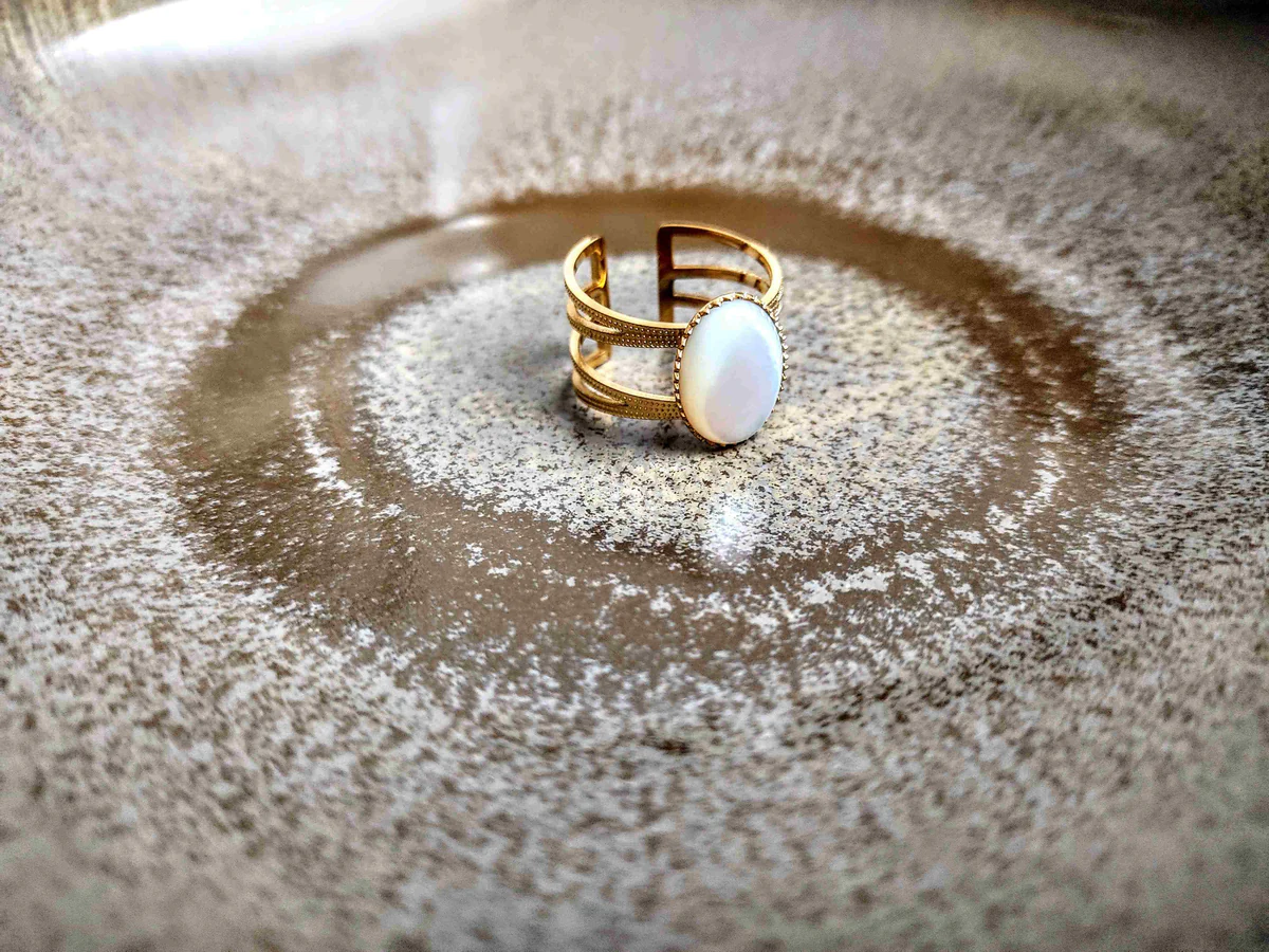 SOPHIE BIJOUX 可調式精美白色珍珠母貝戒指 | 法國製造 (歐洲首飾)