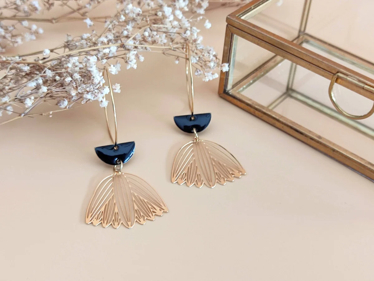 SOPHIE BIJOUX 鍍金不鏽鋼半月鈴耳環 | 法國製造 (歐洲首飾)