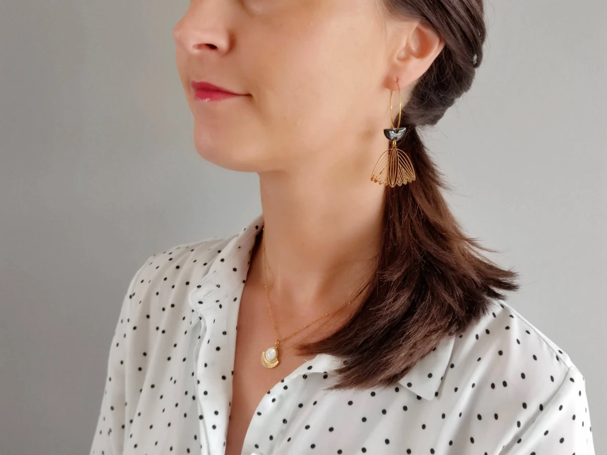 SOPHIE BIJOUX 鍍金不鏽鋼半月鈴耳環 | 法國製造 (歐洲首飾)