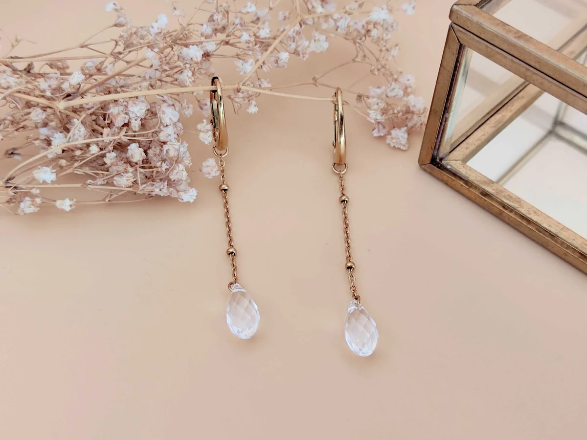 SOPHIE BIJOUX 鍍金不鏽鋼水晶耳環 | 法國製造 (歐洲首飾)
