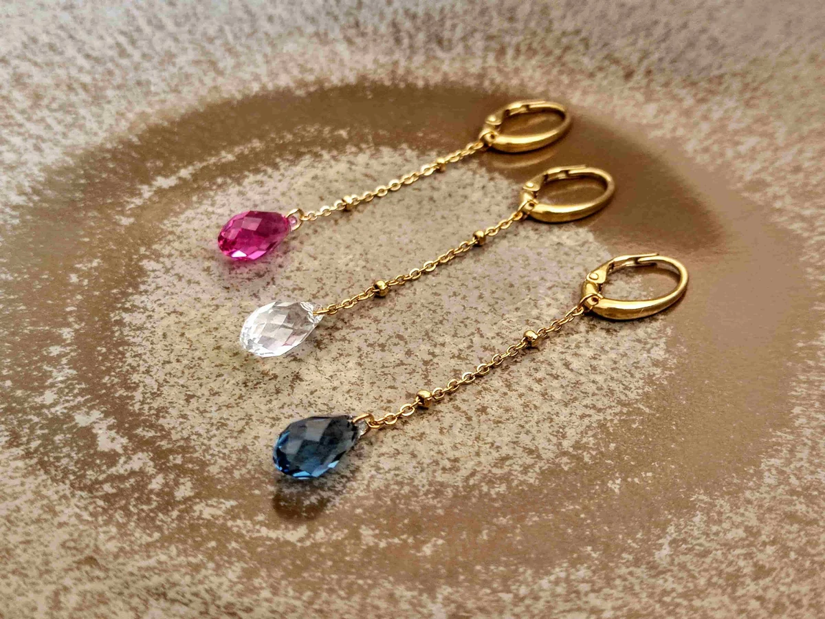 SOPHIE BIJOUX 鍍金不鏽鋼水晶耳環 | 法國製造 (歐洲首飾)